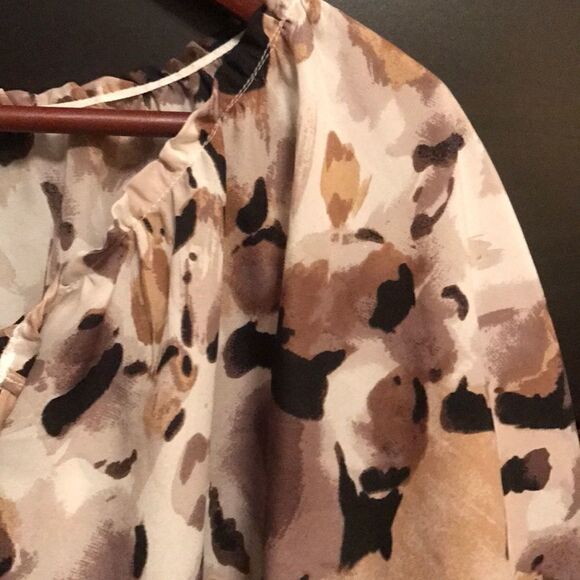 LOFT Semi Sheer Leopard Print Blouse - Size Small - Picture 5 of 8